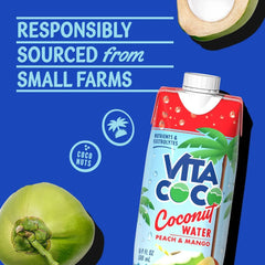 Vita Coco Pure Coconut Water Peach - 16.9 fl oz Carton